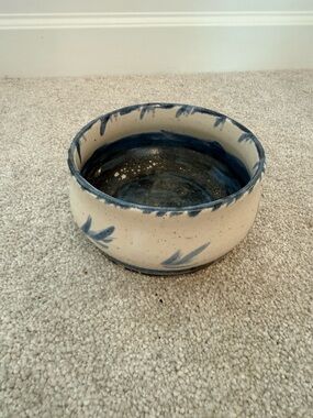 Handmade pottery Bowl - Blue and Cream